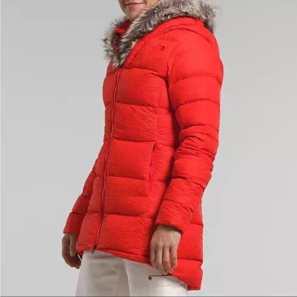 THE NORTH FACE WOMENS DREAMER PARKINA JACKET FIERY RED NWT FAUX FUR - Picture 3 of 3